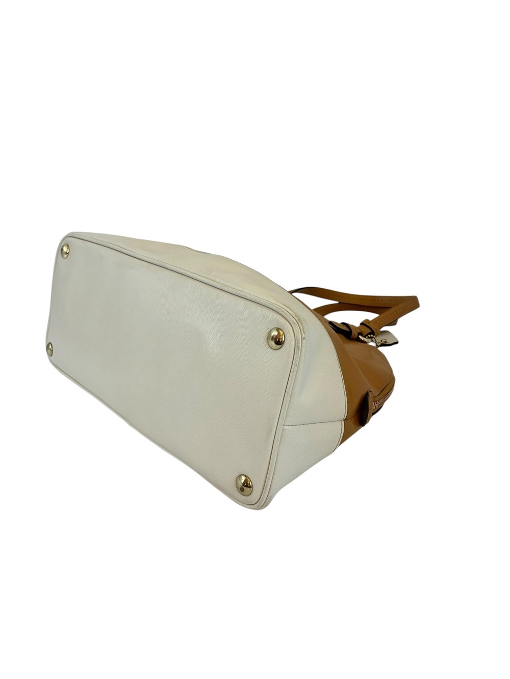 Coach Two-Tone Tan and Cream Dome Satchel - Picture 7 of 11